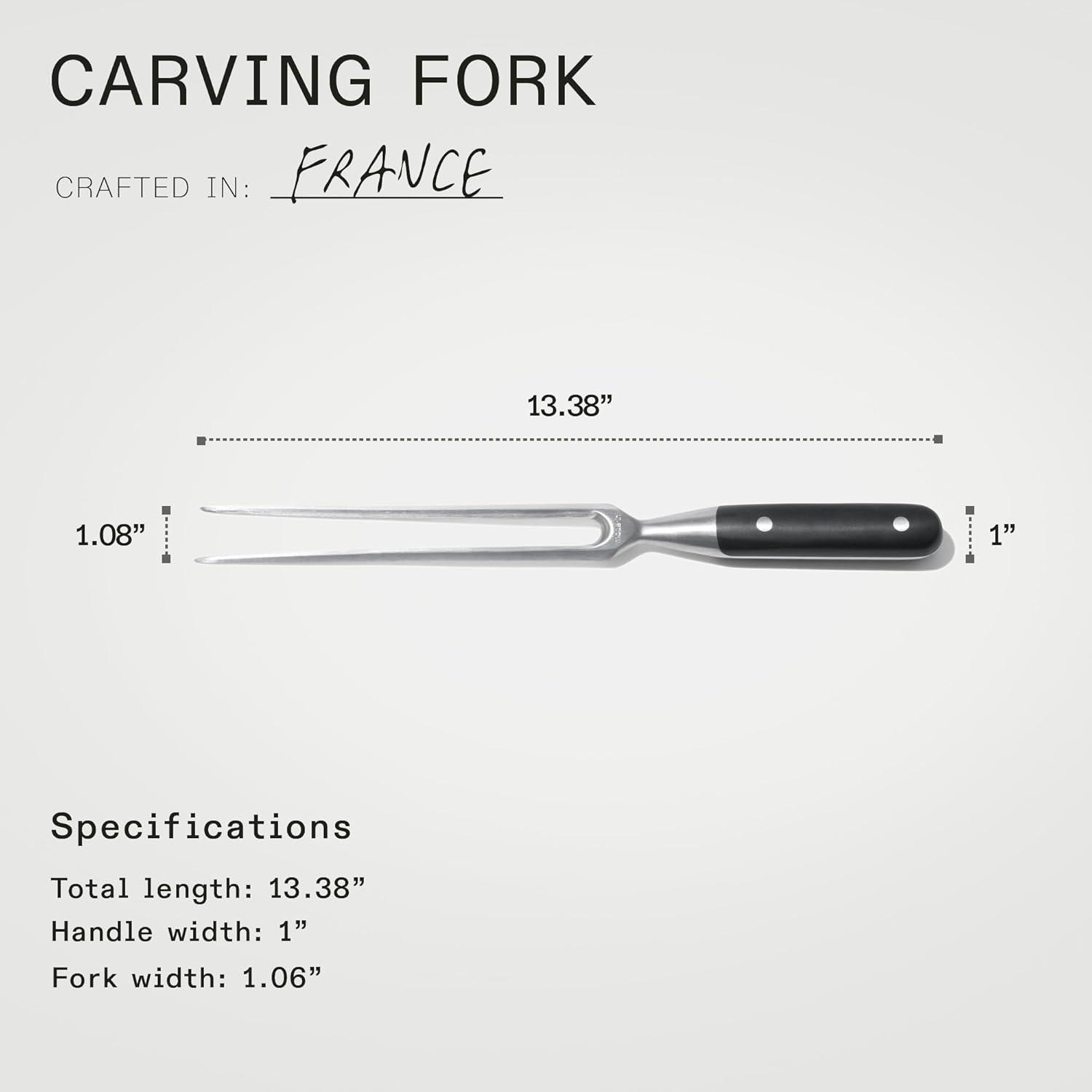 image:imageMade In Cookware Carving Set Includes Carving Knife and Fork Crafted in France Full Tang with Black POM Handle
