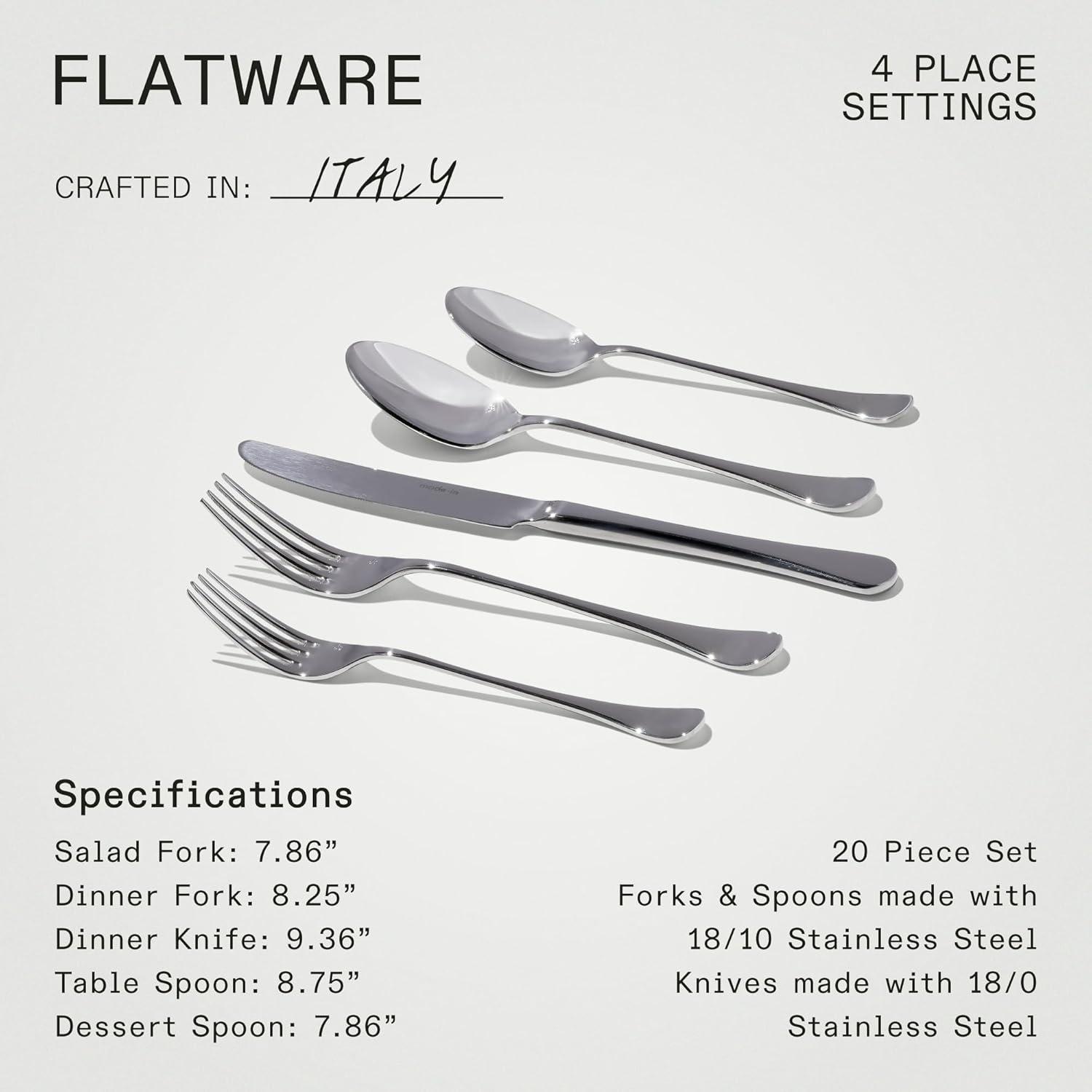 image:imageMade In Cookware Flatware Set 4 Place Settings 20 Piece Set Crafted In Italy