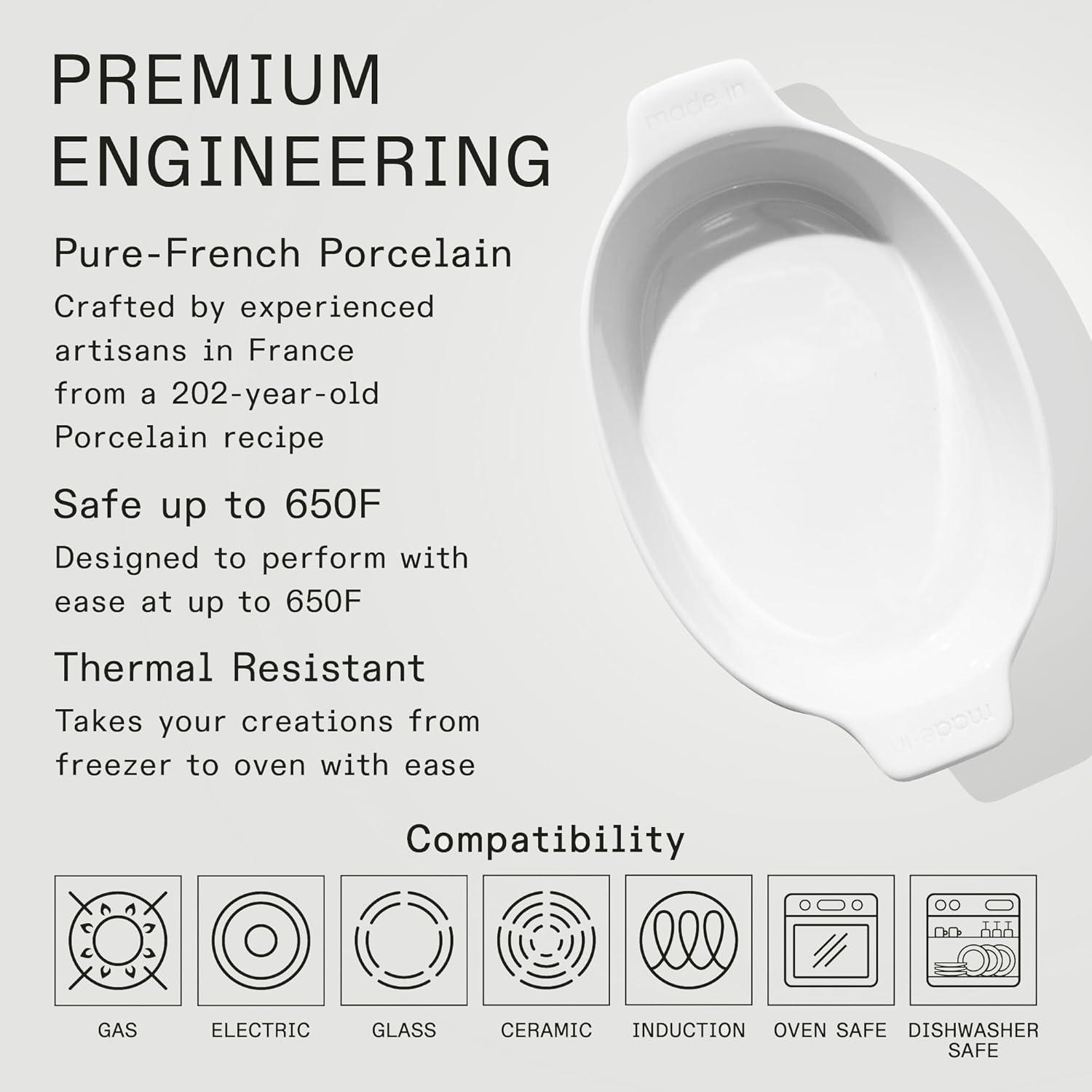 image:imageMade In Cookware Oval Baking Dish White Hand Crafted Porcelain Professional Bakeware Made in FrancePorcelain White