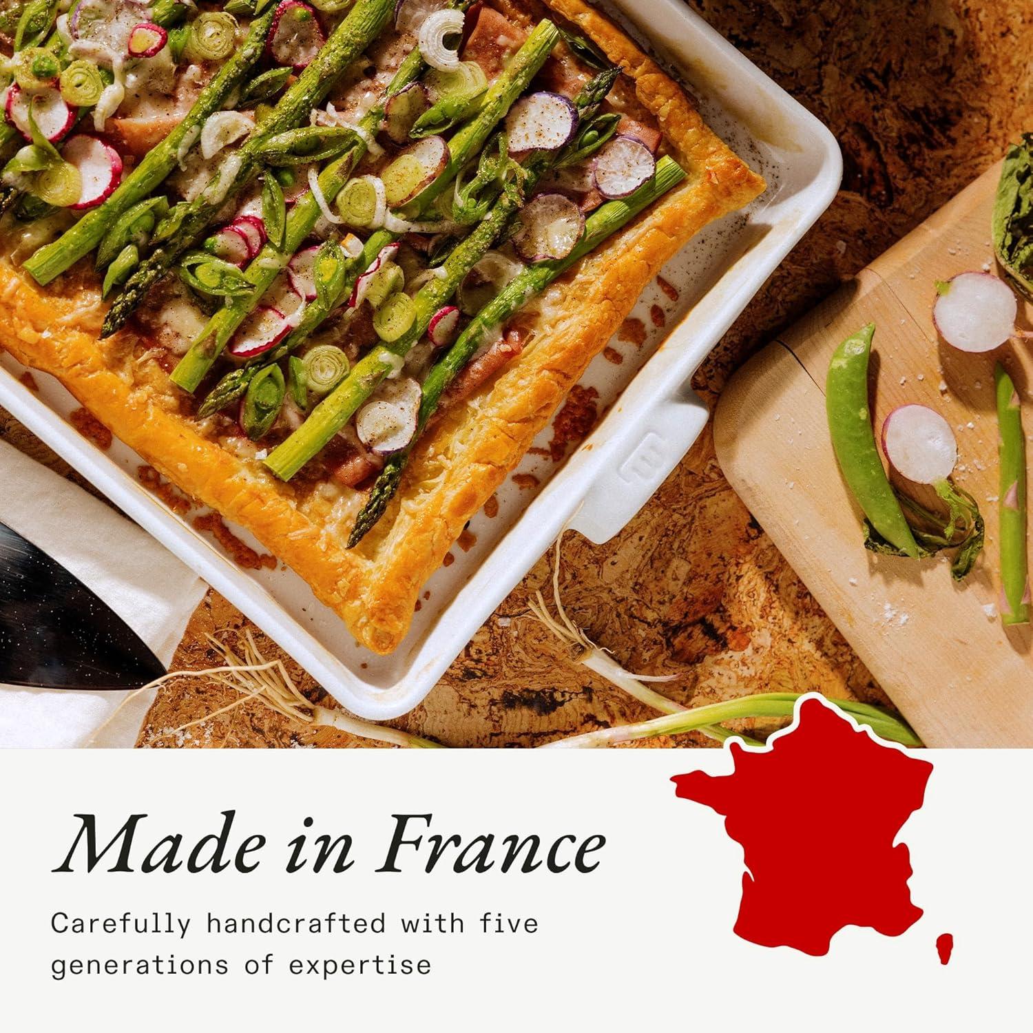 image:imageMade In Cookware Rectangular Baking Dish White Hand Crafted Porcelain Professional Bakeware Made in FrancePorcelain w Red Rim