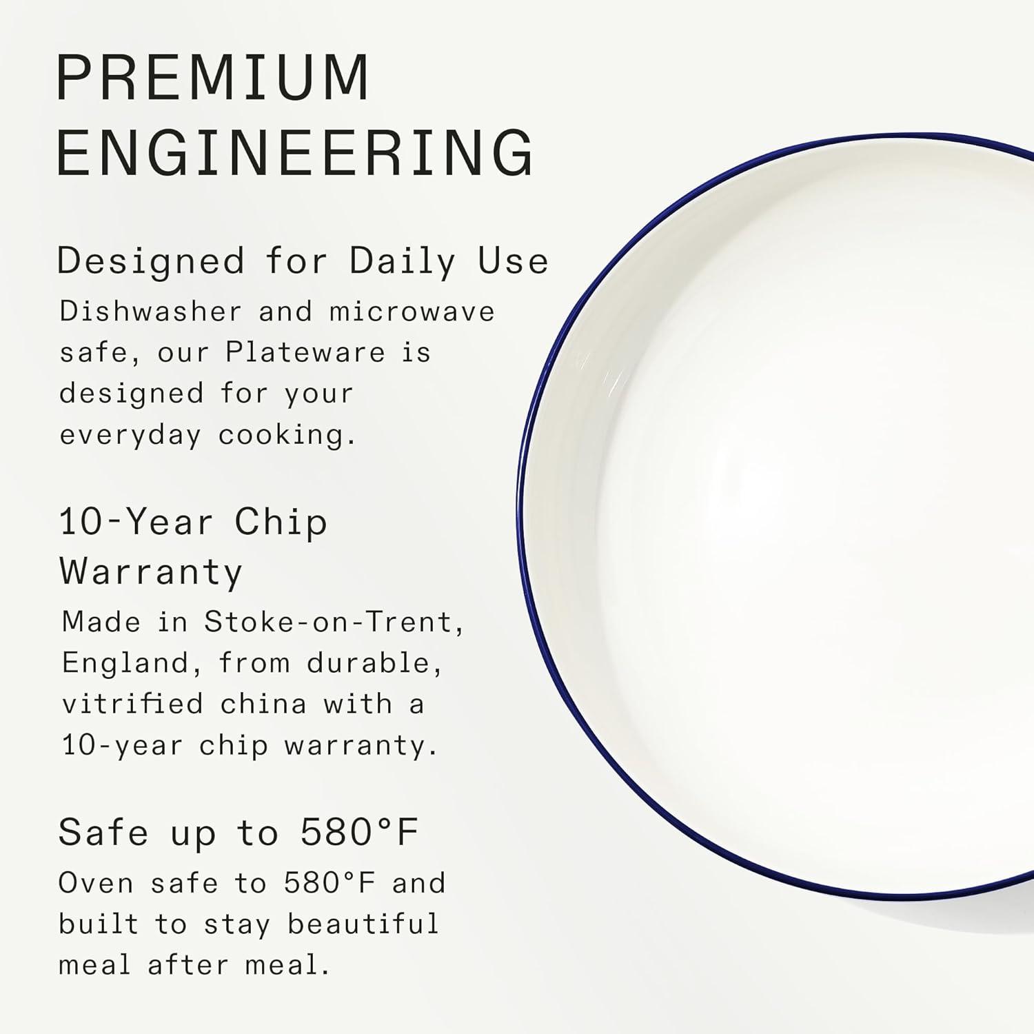 image:imageMade In Cookware Serving Bowl White With Red Rim Porcelain EnglandWhite w Navy Rim