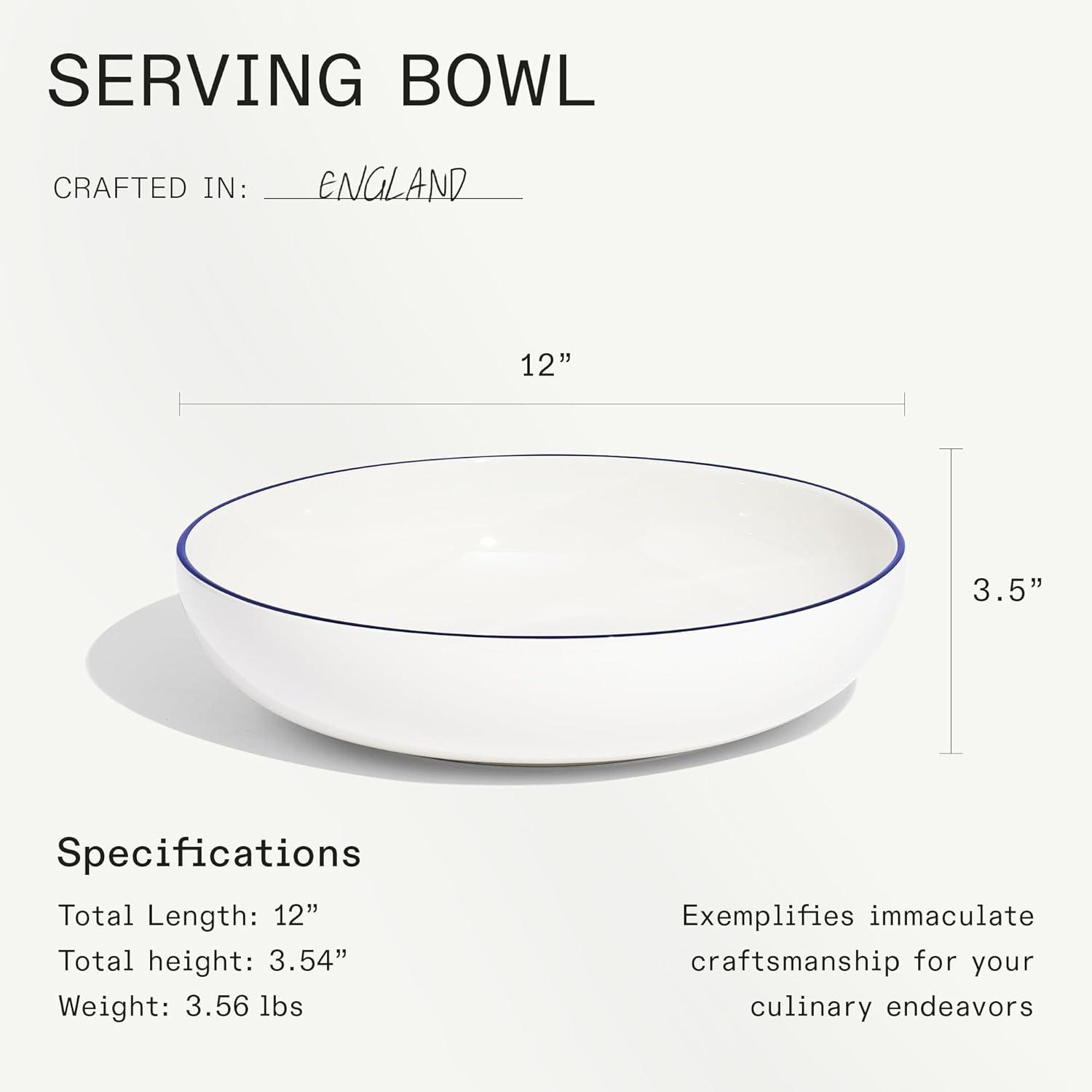 image:imageMade In Cookware Serving Bowl White With Red Rim Porcelain EnglandWhite w Navy Rim