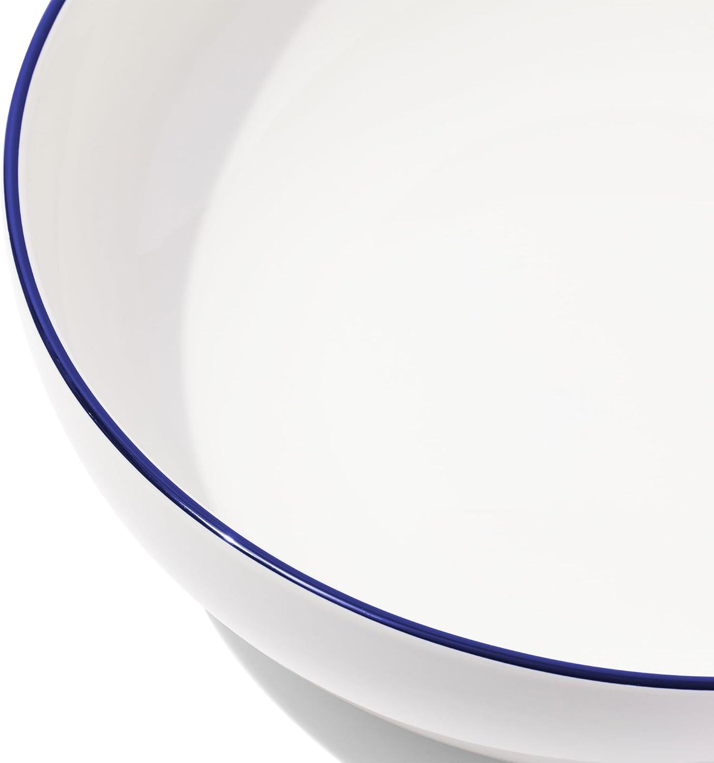 image:imageMade In Cookware Serving Bowl White With Red Rim Porcelain EnglandWhite w Navy Rim