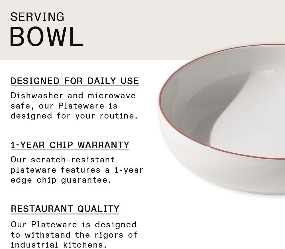 image:imageMade In Cookware Serving Bowl White With Red Rim Porcelain EnglandWhite w Red Rim