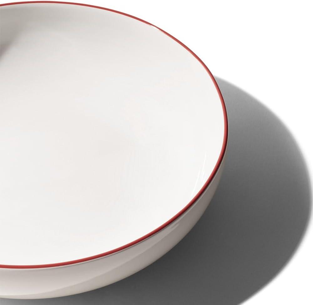 image:imageMade In Cookware Serving Bowl White With Red Rim Porcelain EnglandWhite w Red Rim