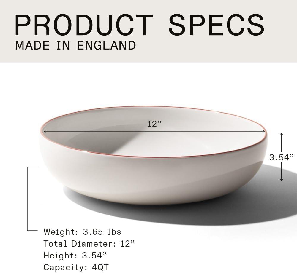 image:imageMade In Cookware Serving Bowl White With Red Rim Porcelain EnglandWhite w Red Rim