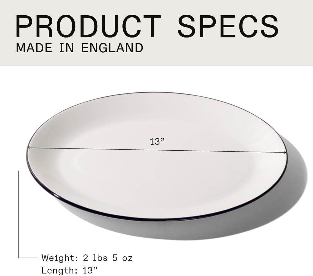 image:imageMade In Cookware Serving Platter White Porcelain EnglandWhite w Black Rim