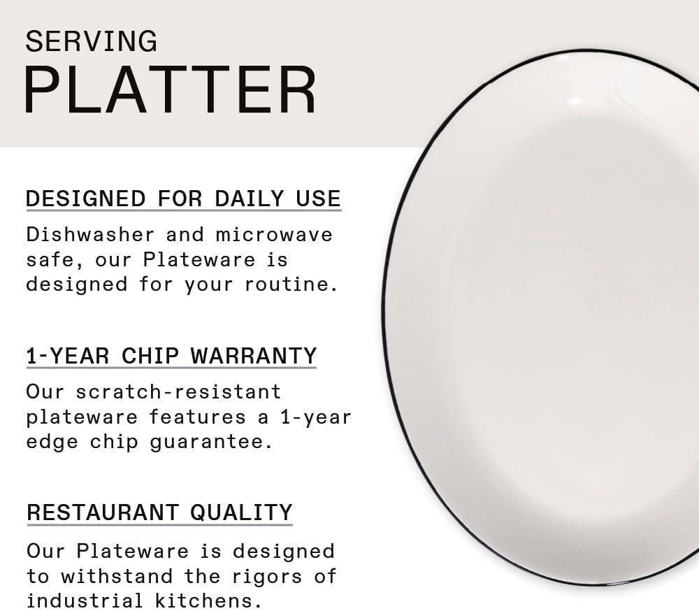 image:imageMade In Cookware Serving Platter White Porcelain EnglandWhite w Black Rim