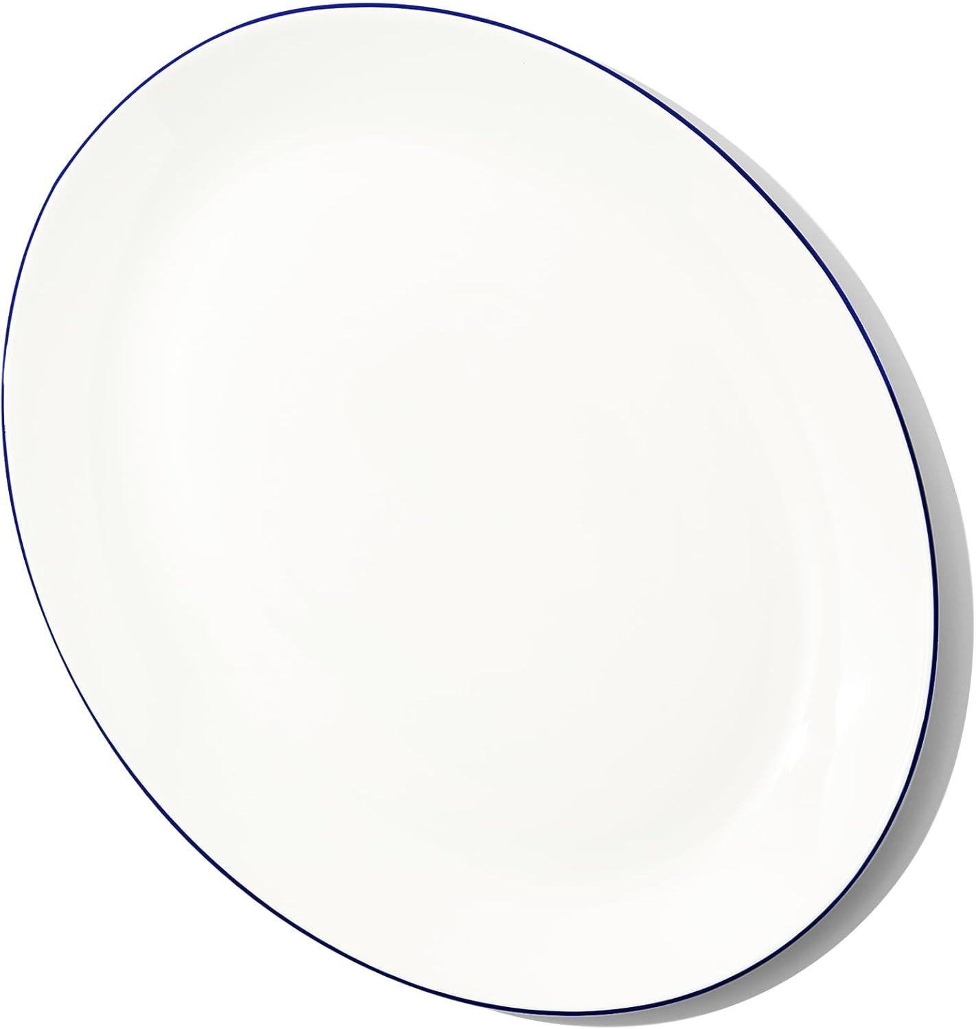 image:imageMade In Cookware Serving Platter White Porcelain EnglandWhite w Navy Rim