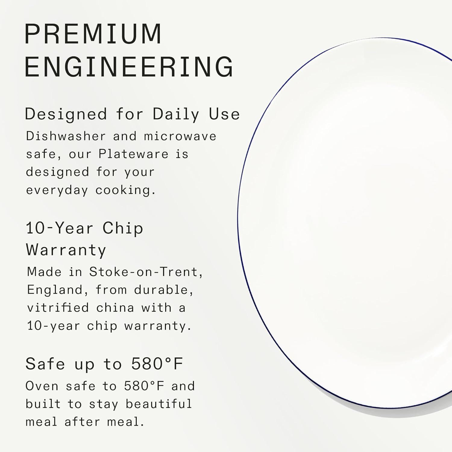 image:imageMade In Cookware Serving Platter White Porcelain EnglandWhite w Navy Rim