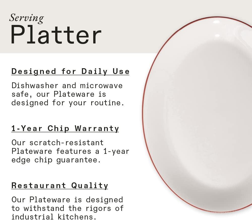 image:imageMade In Cookware Serving Platter White Porcelain EnglandWhite w Red Rim