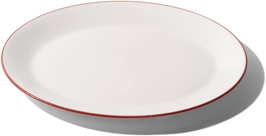 image:imageMade In Cookware Serving Platter White Porcelain EnglandWhite w Red Rim