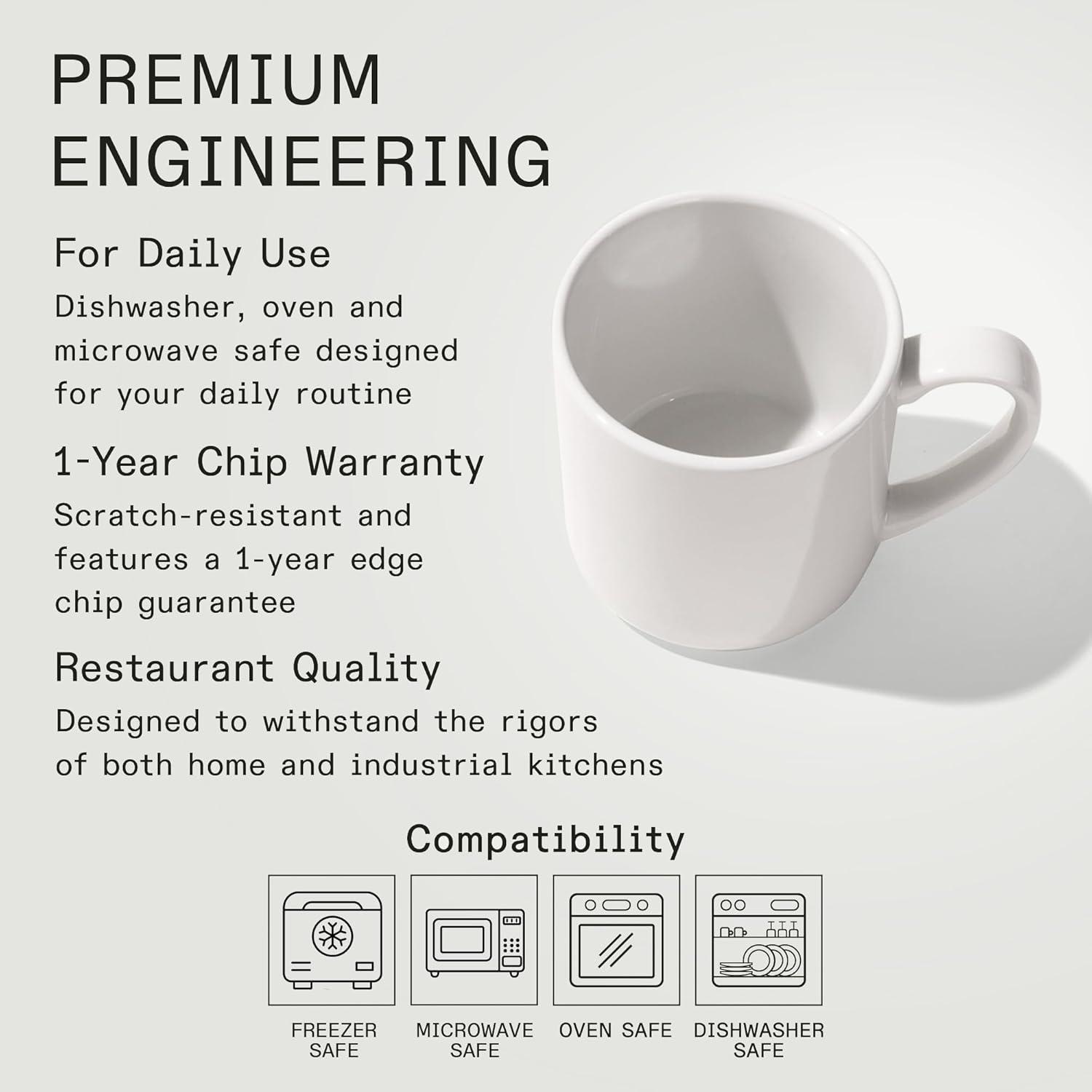 image:imageMade In Cookware Set of 4 Coffee Mug Set 12 oz White With Red Rim Porcelain England Dishwasher and Microwave SafeWhite