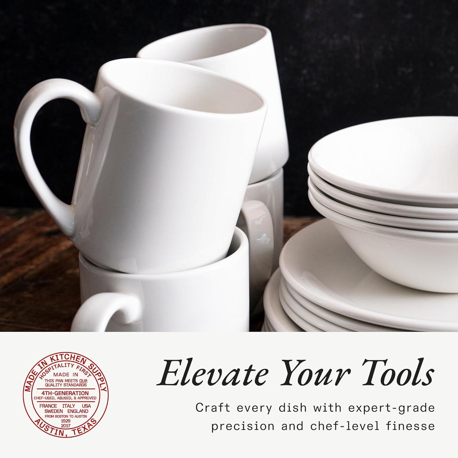 image:imageMade In Cookware Set of 4 Coffee Mug Set 12 oz White With Red Rim Porcelain England Dishwasher and Microwave SafeWhite