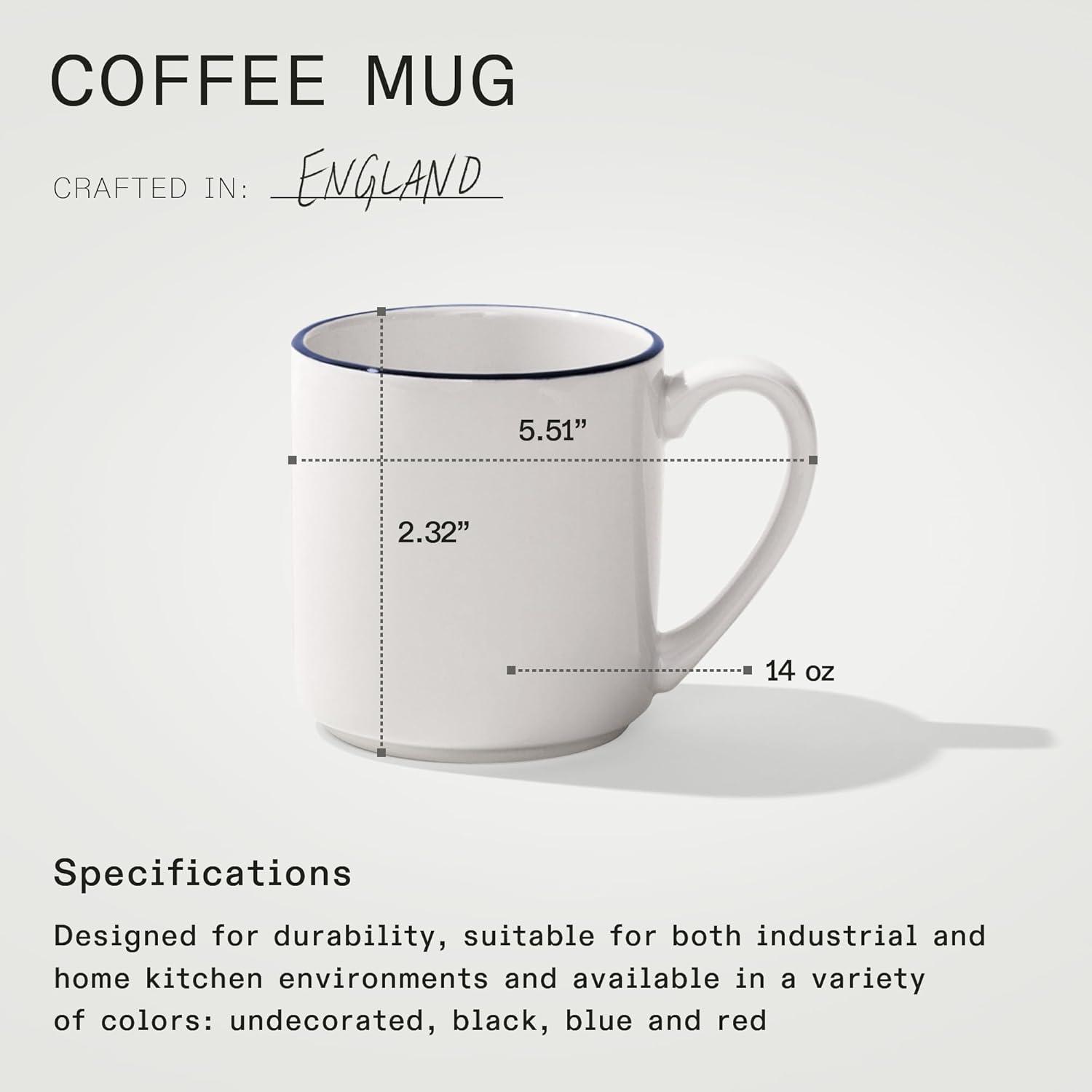 image:imageMade In Cookware Set of 4 Coffee Mug Set 12 oz White With Red Rim Porcelain England Dishwasher and Microwave SafeWhite w Navy Rim