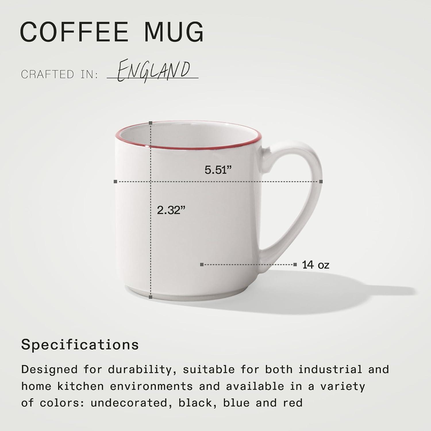 image:imageMade In Cookware Set of 4 Coffee Mug Set 12 oz White With Red Rim Porcelain England Dishwasher and Microwave SafeWhite w Red Rim