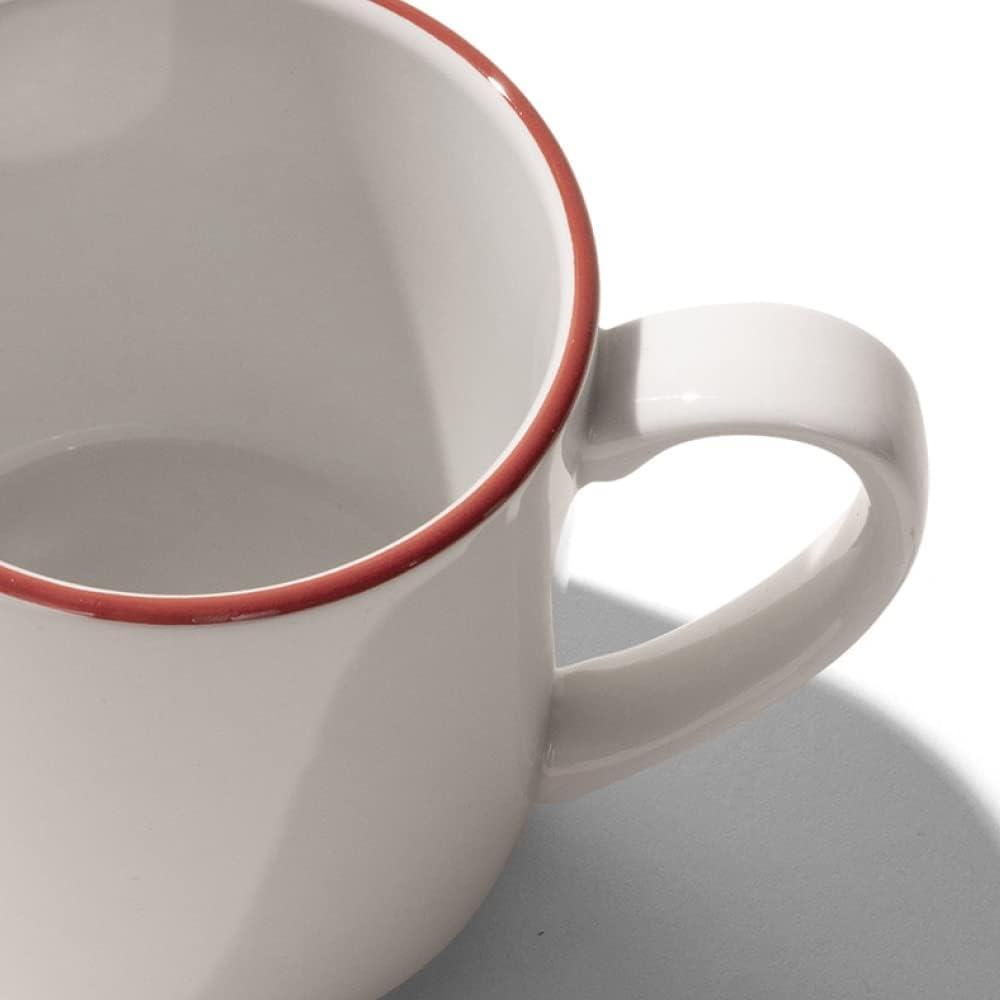 image:imageMade In Cookware Set of 4 Coffee Mug Set 12 oz White With Red Rim Porcelain England Dishwasher and Microwave SafeWhite w Red Rim