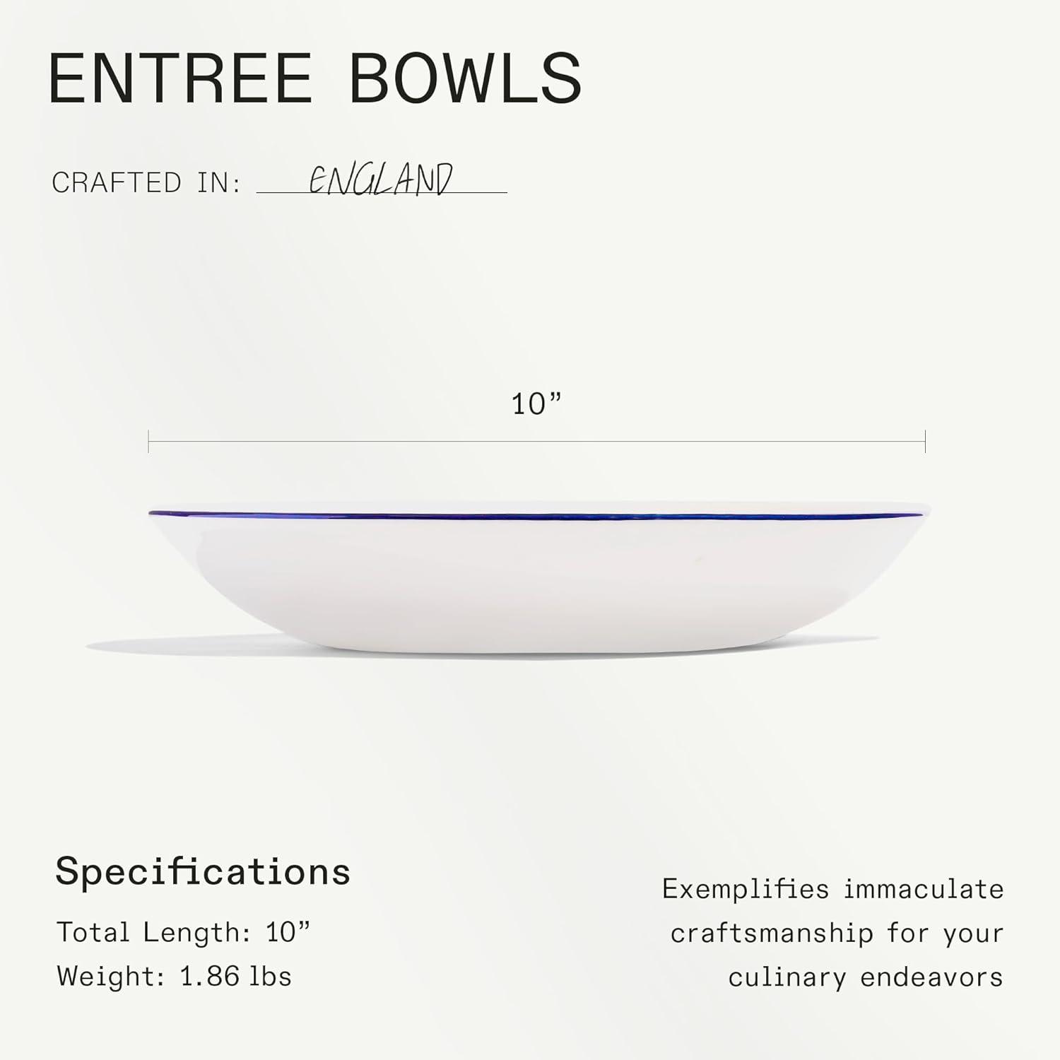 image:imageMade In Cookware Set of 4 Entre Bowls White With Navy Rim Porcelain EnglandWhite w Navy Rim