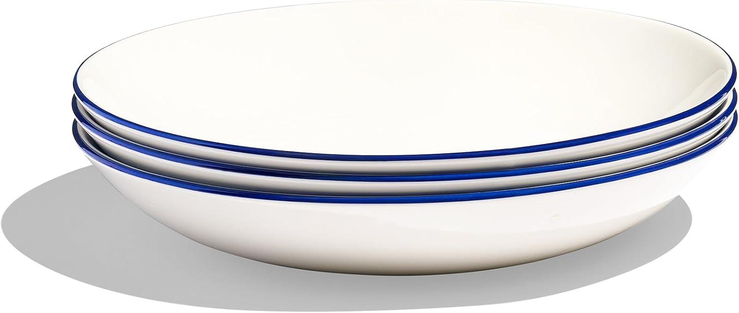 image:imageMade In Cookware Set of 4 Entre Bowls White With Navy Rim Porcelain EnglandWhite w Navy Rim