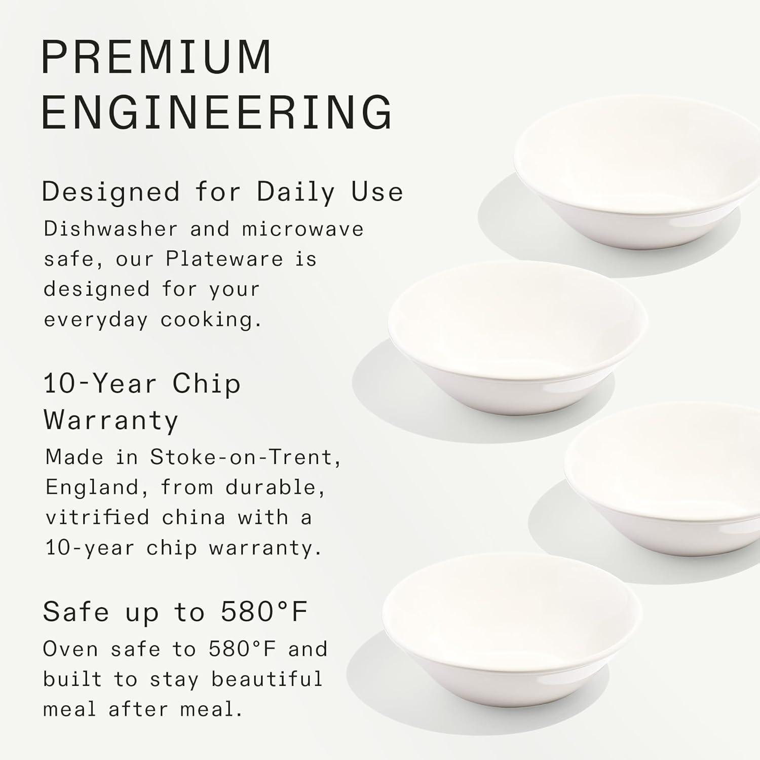 image:imageMade In Cookware Set of 4 Side Bowls White With Navy Rim Porcelain EnglandWhite