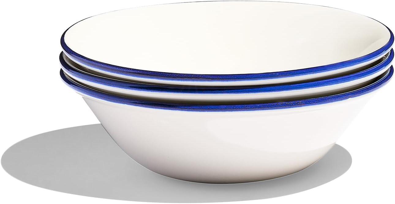 image:imageMade In Cookware Set of 4 Side Bowls White With Navy Rim Porcelain EnglandWhite w Navy Rim