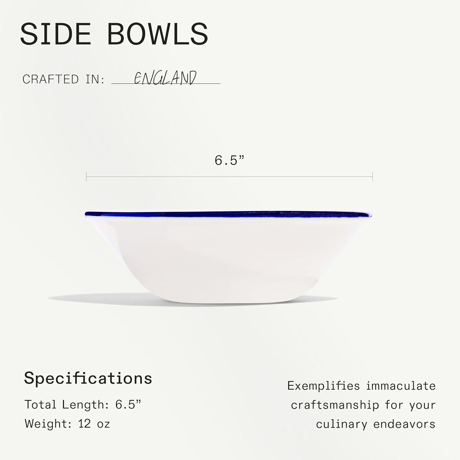 image:imageMade In Cookware Set of 4 Side Bowls White With Navy Rim Porcelain EnglandWhite w Navy Rim