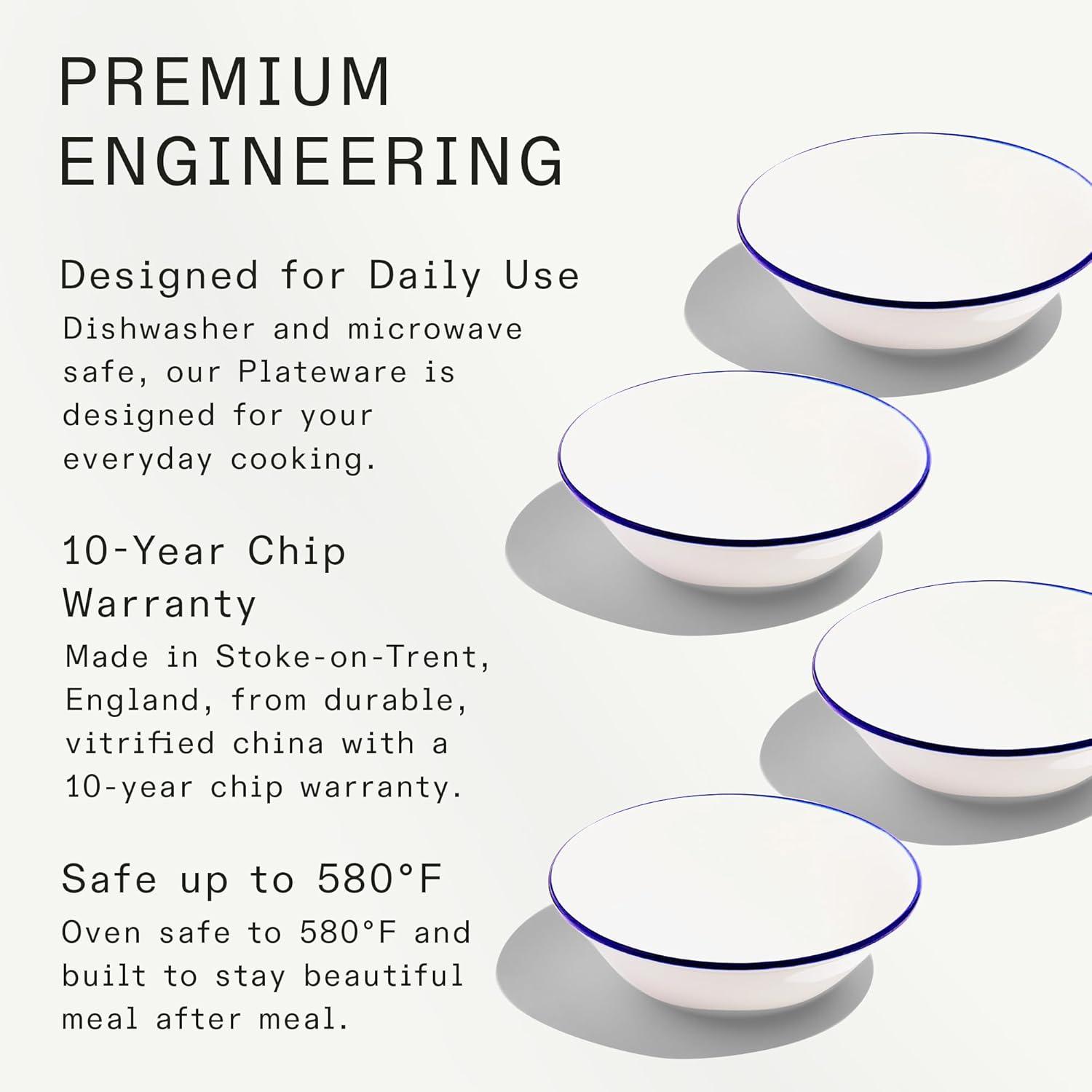 image:imageMade In Cookware Set of 4 Side Bowls White With Navy Rim Porcelain EnglandWhite w Navy Rim