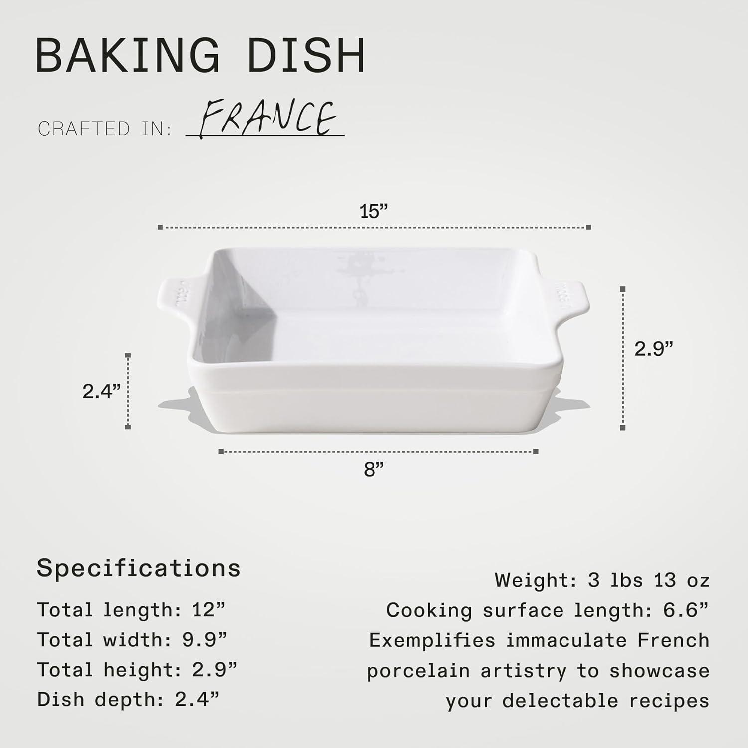 image:imageMade In Cookware Square Baking Dish Navy Rim Hand Crafted Porcelain Professional Bakeware Made in FrancePorcelain White
