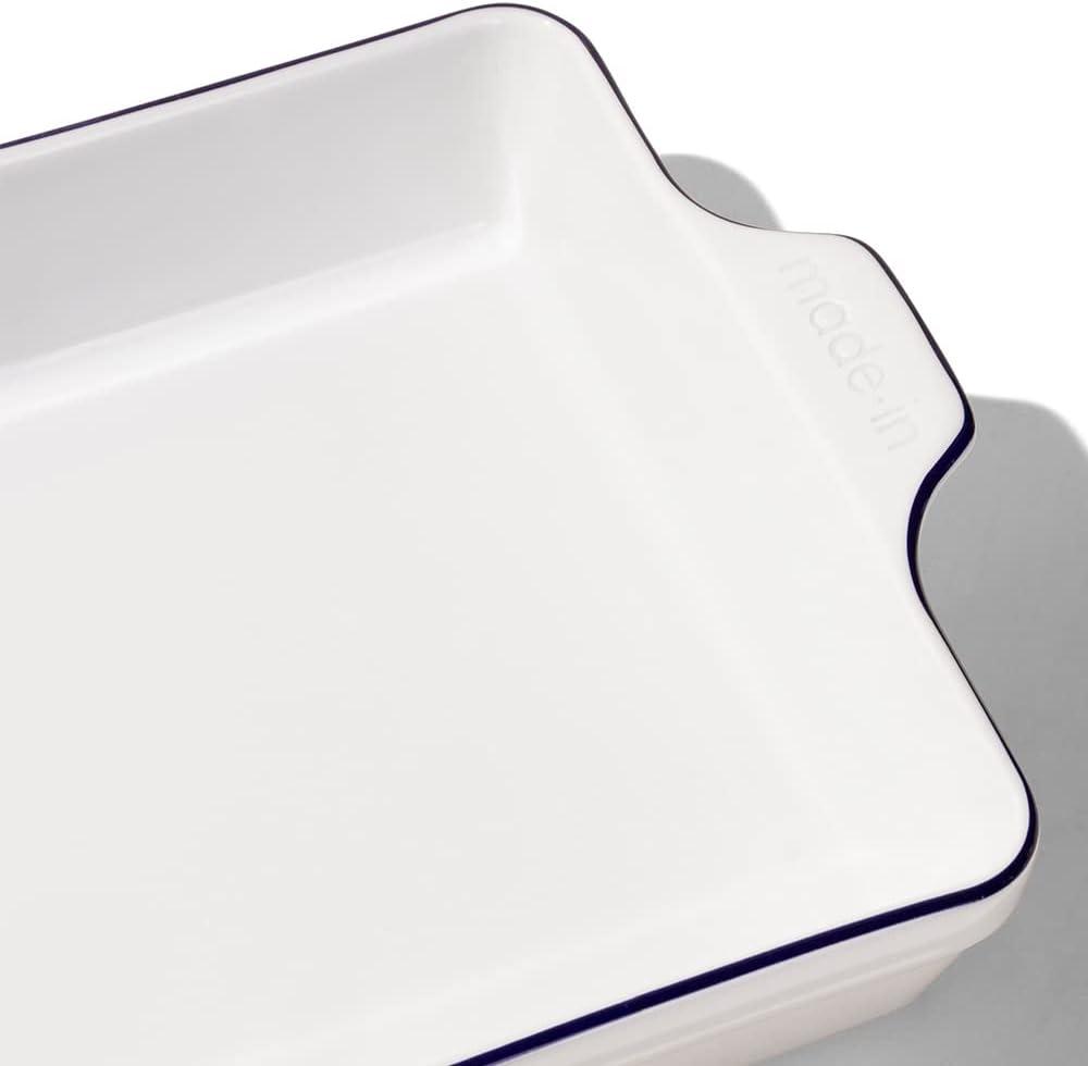 image:imageMade In Cookware Square Baking Dish Navy Rim Hand Crafted Porcelain Professional Bakeware Made in FrancePorcelain w Navy Rim