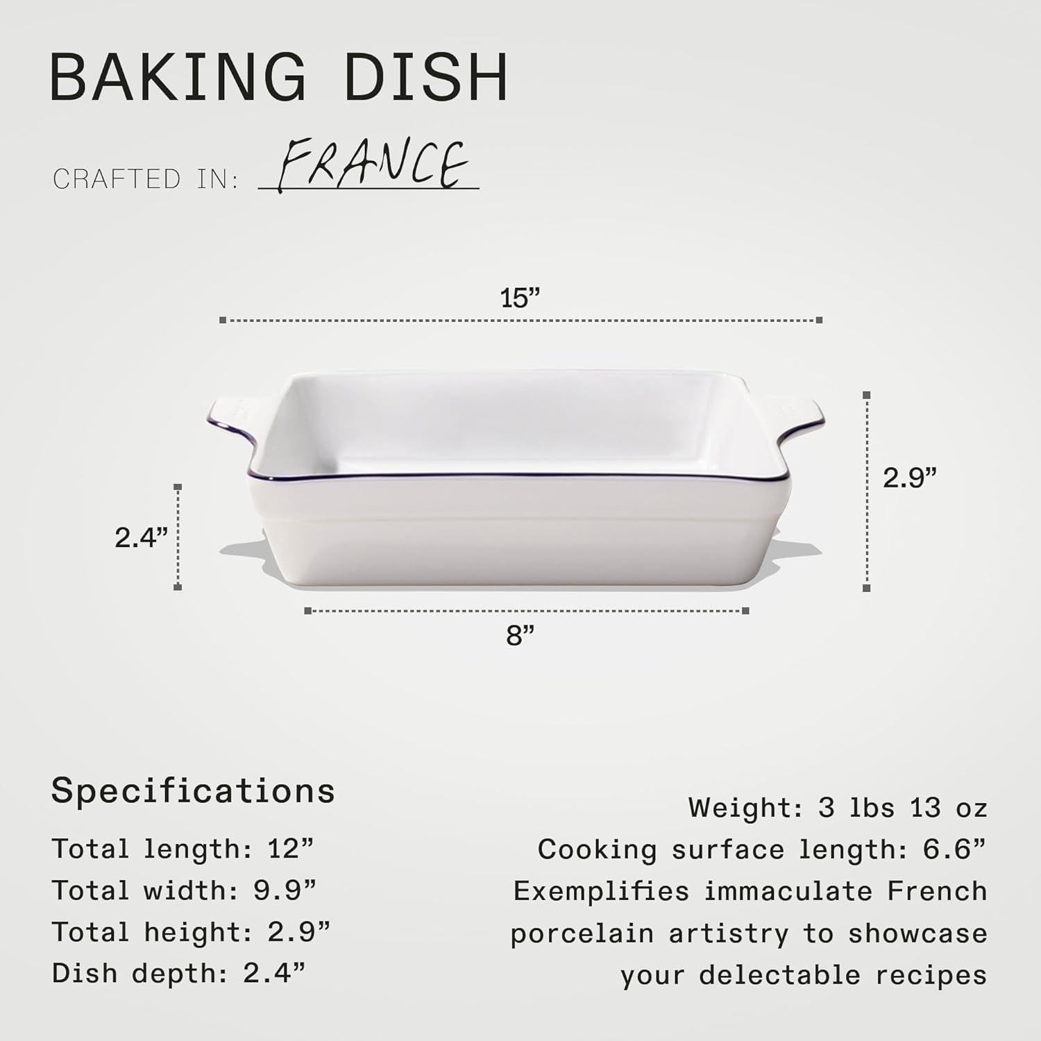 image:imageMade In Cookware Square Baking Dish Navy Rim Hand Crafted Porcelain Professional Bakeware Made in FrancePorcelain w Navy Rim