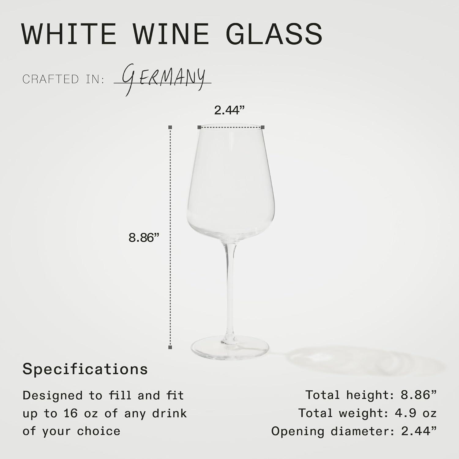 image:imageMade In Cookware White Wine Glasses 16oz Set of 8 Dishwasher Safe Crafted in Germany