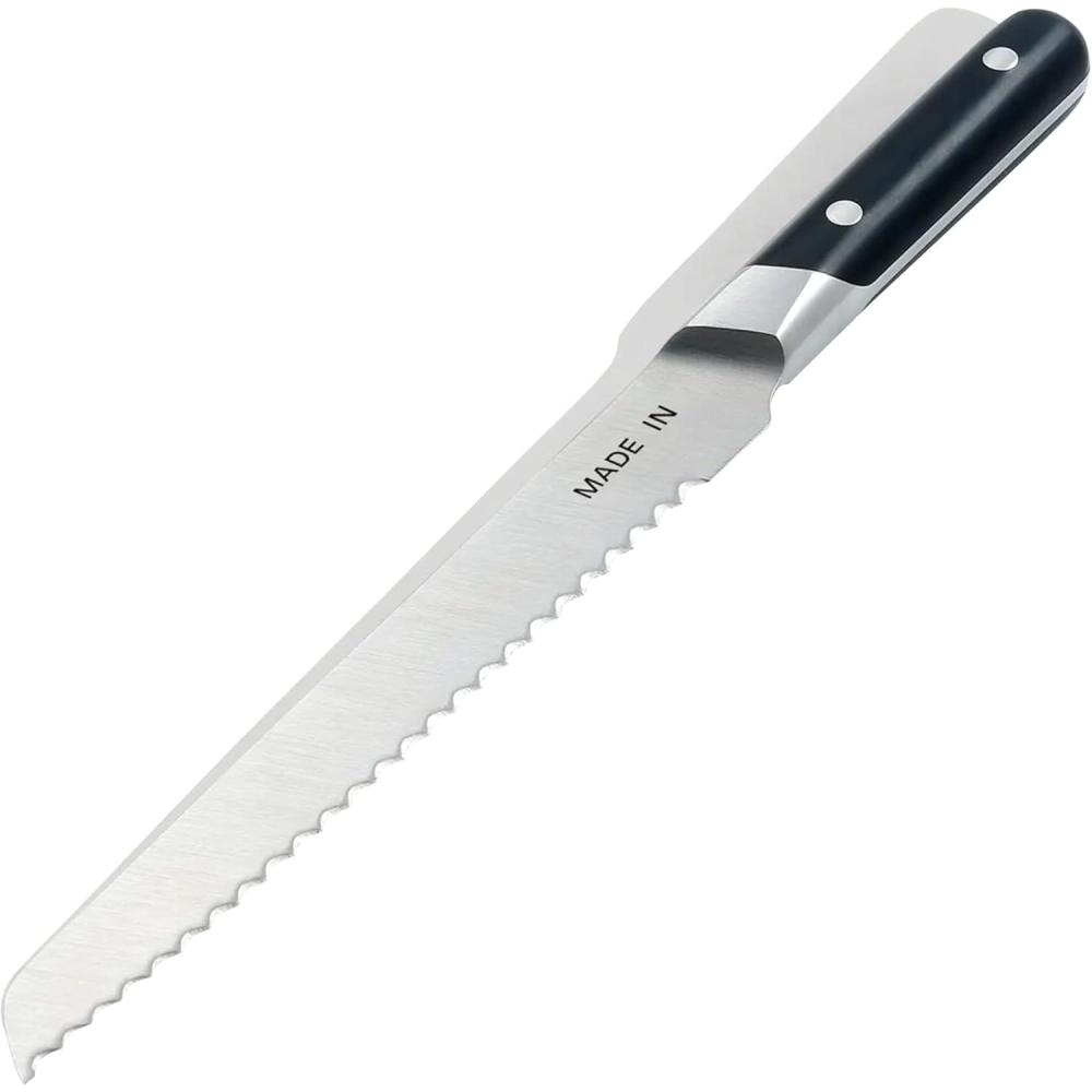 image:imageMade In Cookware 9 Inch Bread Knife France Full Tang With Pomme Red HandleBlack Handle