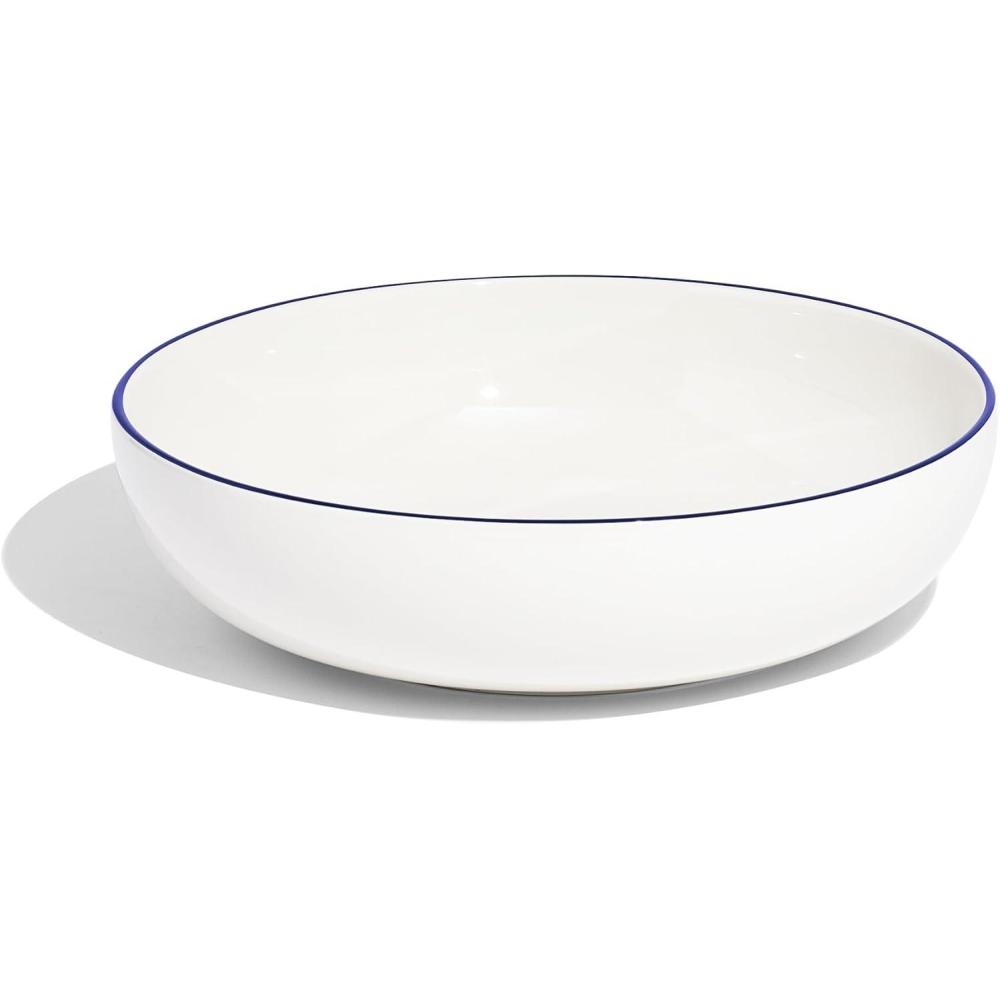 image:imageMade In Cookware Serving Bowl White With Red Rim Porcelain EnglandWhite w Navy Rim