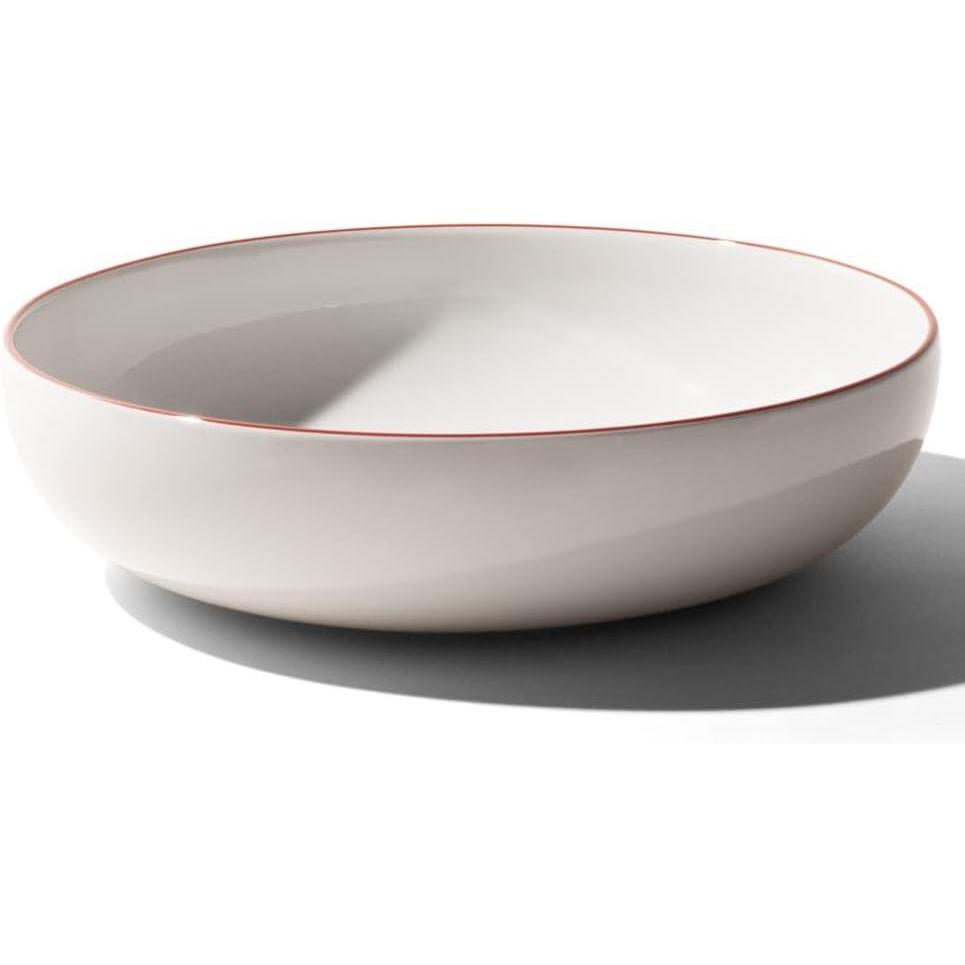 image:imageMade In Cookware Serving Bowl White With Red Rim Porcelain EnglandWhite w Red Rim