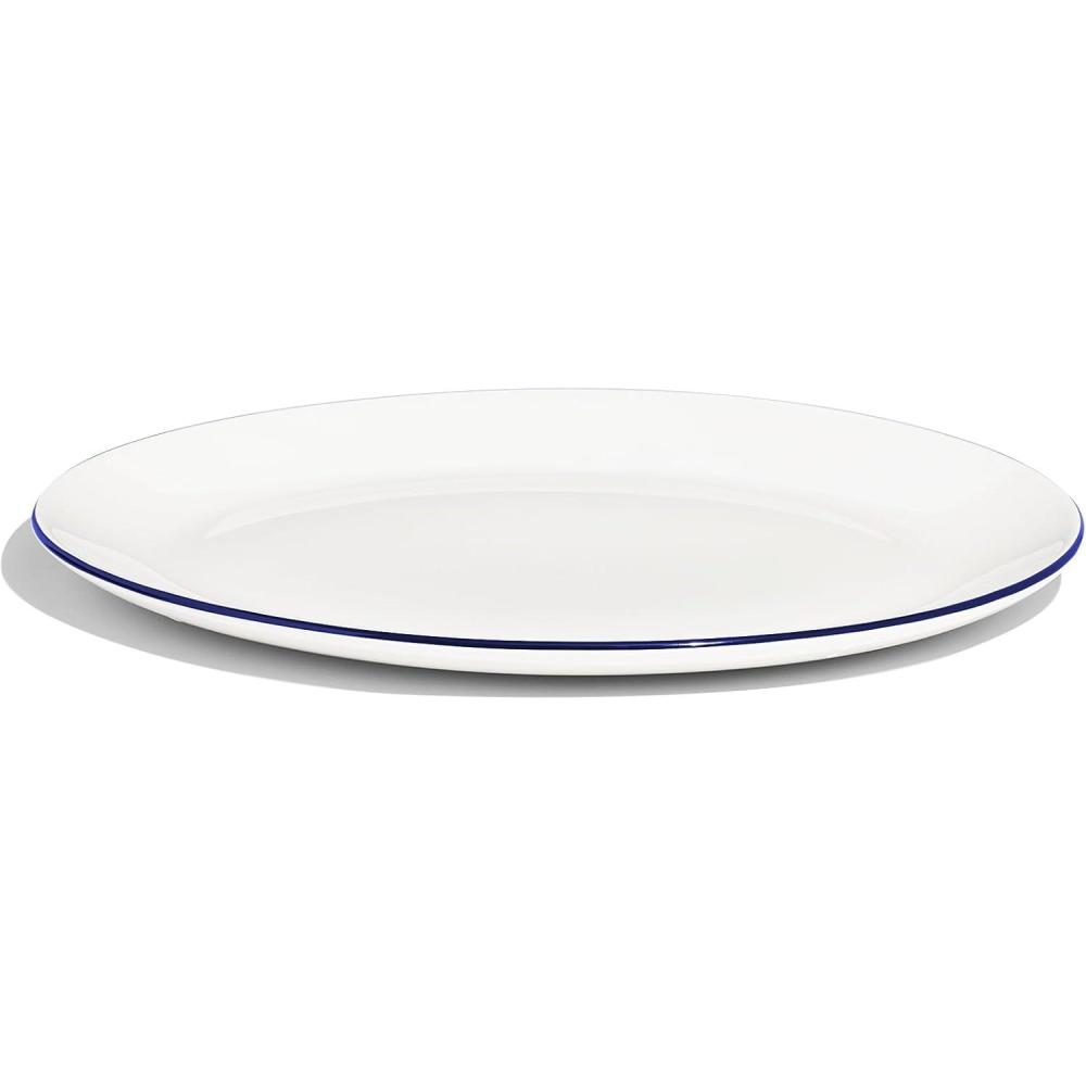 image:imageMade In Cookware Serving Platter White Porcelain EnglandWhite w Navy Rim