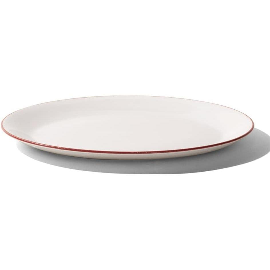 image:imageMade In Cookware Serving Platter White Porcelain EnglandWhite w Red Rim