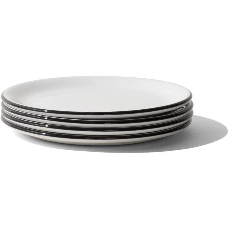 image:imageMade In Cookware Set of 4 Bread and Butter Plates White With Black Rim Porcelain EnglandWhite w Black Rim