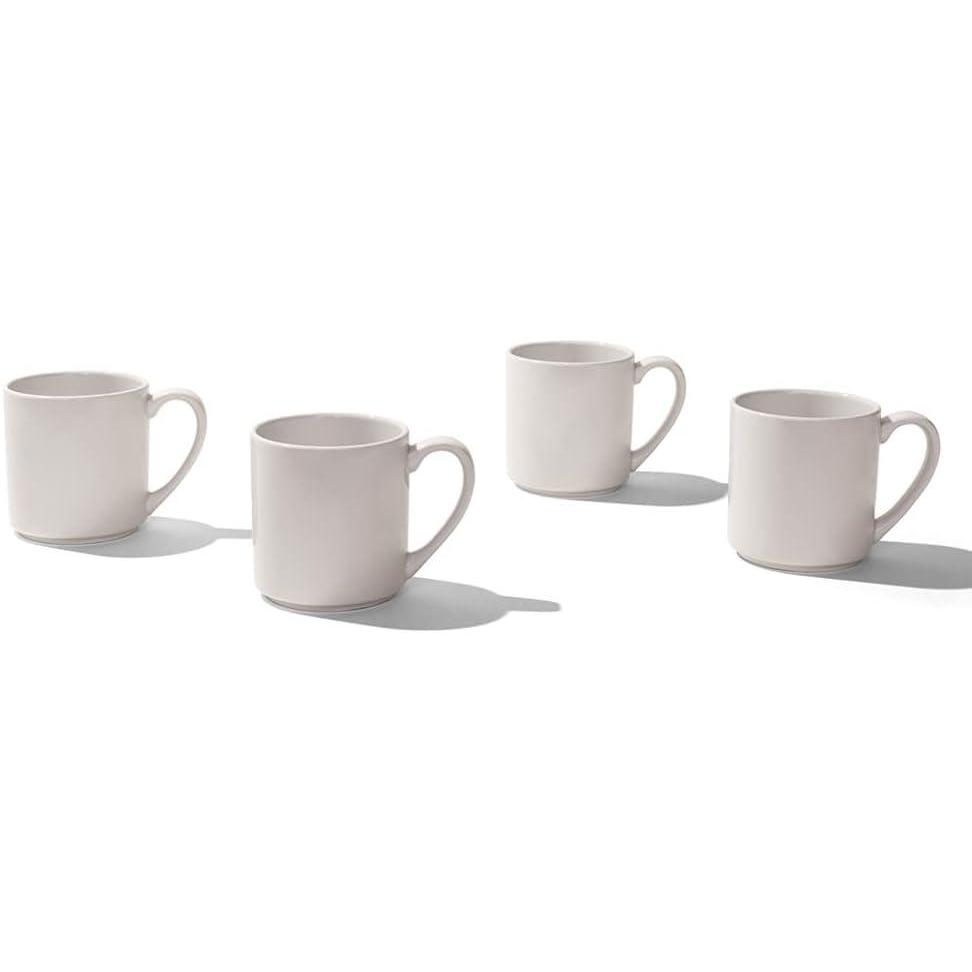 image:imageMade In Cookware Set of 4 Coffee Mug Set 12 oz White With Red Rim Porcelain England Dishwasher and Microwave SafeWhite