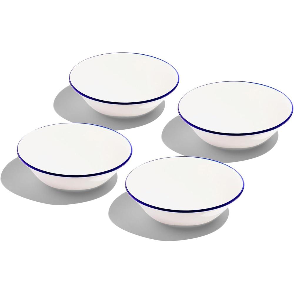 image:imageMade In Cookware Set of 4 Side Bowls White With Navy Rim Porcelain EnglandWhite w Navy Rim