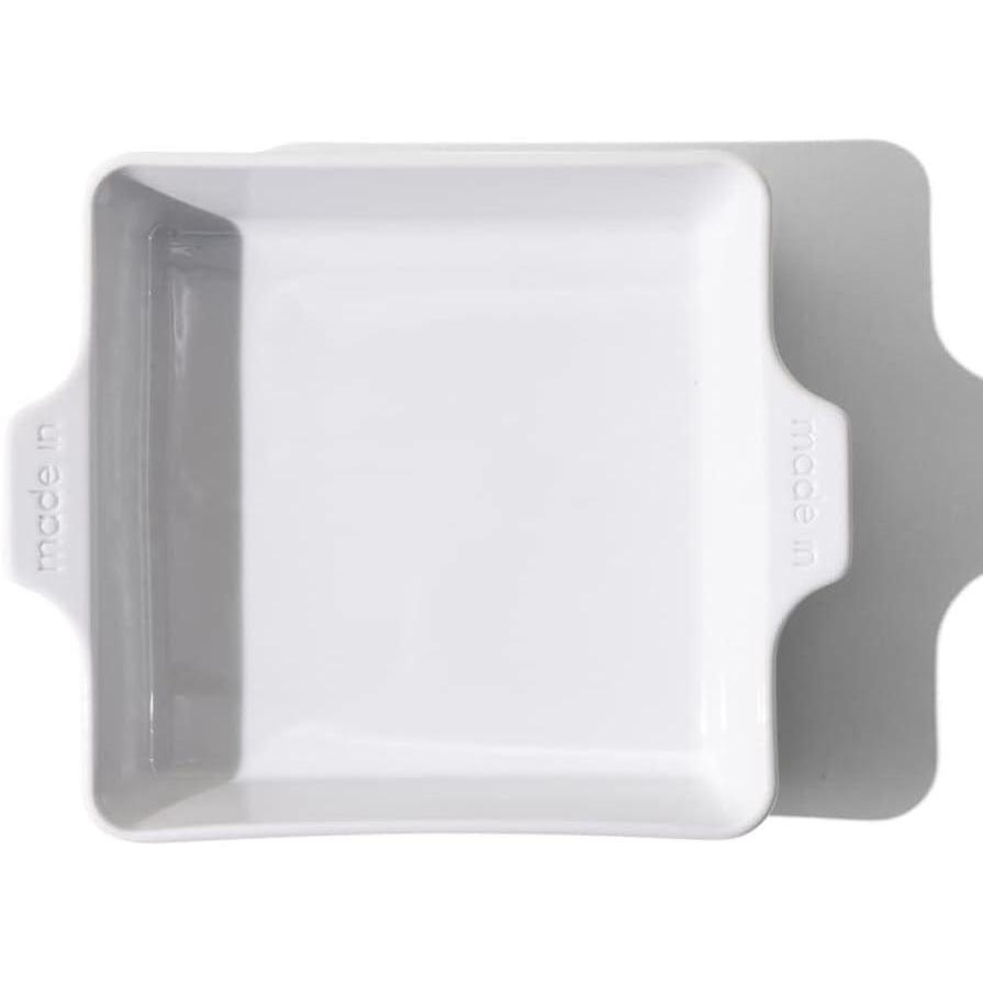 image:imageMade In Cookware Square Baking Dish Navy Rim Hand Crafted Porcelain Professional Bakeware Made in FrancePorcelain White