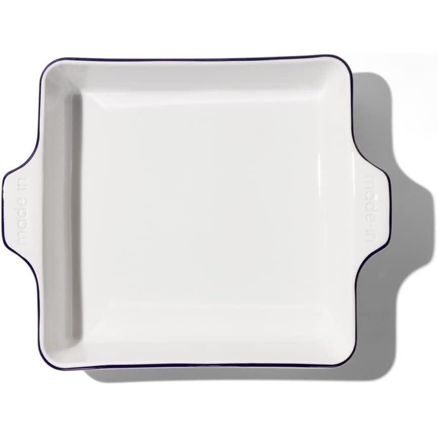 image:imageMade In Cookware Square Baking Dish Navy Rim Hand Crafted Porcelain Professional Bakeware Made in FrancePorcelain w Navy Rim
