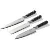 image:imageMade In Cookware  3piece Japanese Damascus Steel Knife Set Includes Gyuto Nakiri and Santoku  66 Layers of Damascus Steel with a VG10 Core  Crafted in Japan  Full Tang With Black POM Handle