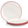 image:imageMade In Cookware  Set of 4  Appetizer Plates  White With Red Rim  Porcelain EnglandWhite w Red Rim