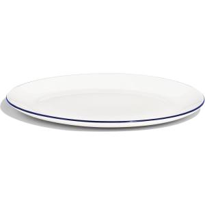 Made In Cookware – Serving Platter – White – Porcelain England(White w/ Navy Rim)