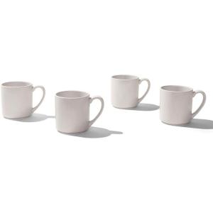Made In Cookware – Set of 4 – Coffee Mug Set – 12 oz – White With Red Rim – Porcelain England – Dishwasher and Microwave Safe(White)