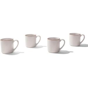 Made In Cookware – Set of 4 – Coffee Mug Set – 12 oz – White With Red Rim – Porcelain England – Dishwasher and Microwave Safe(White w/ Red Rim)