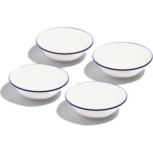 Made In Cookware – Set of 4 – Side Bowls – White With Navy Rim – Porcelain England(White w/ Navy Rim)