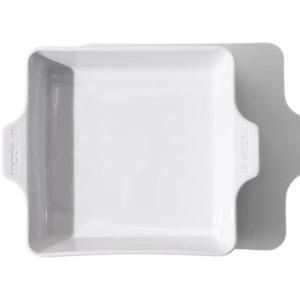 Made In Cookware – Square Baking Dish – Navy Rim – Hand Crafted Porcelain – Professional Bakeware – Made in France(Porcelain White)