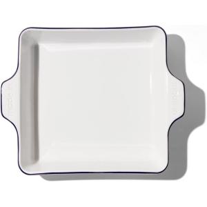 Made In Cookware – Square Baking Dish – Navy Rim – Hand Crafted Porcelain – Professional Bakeware – Made in France(Porcelain w/ Navy Rim)