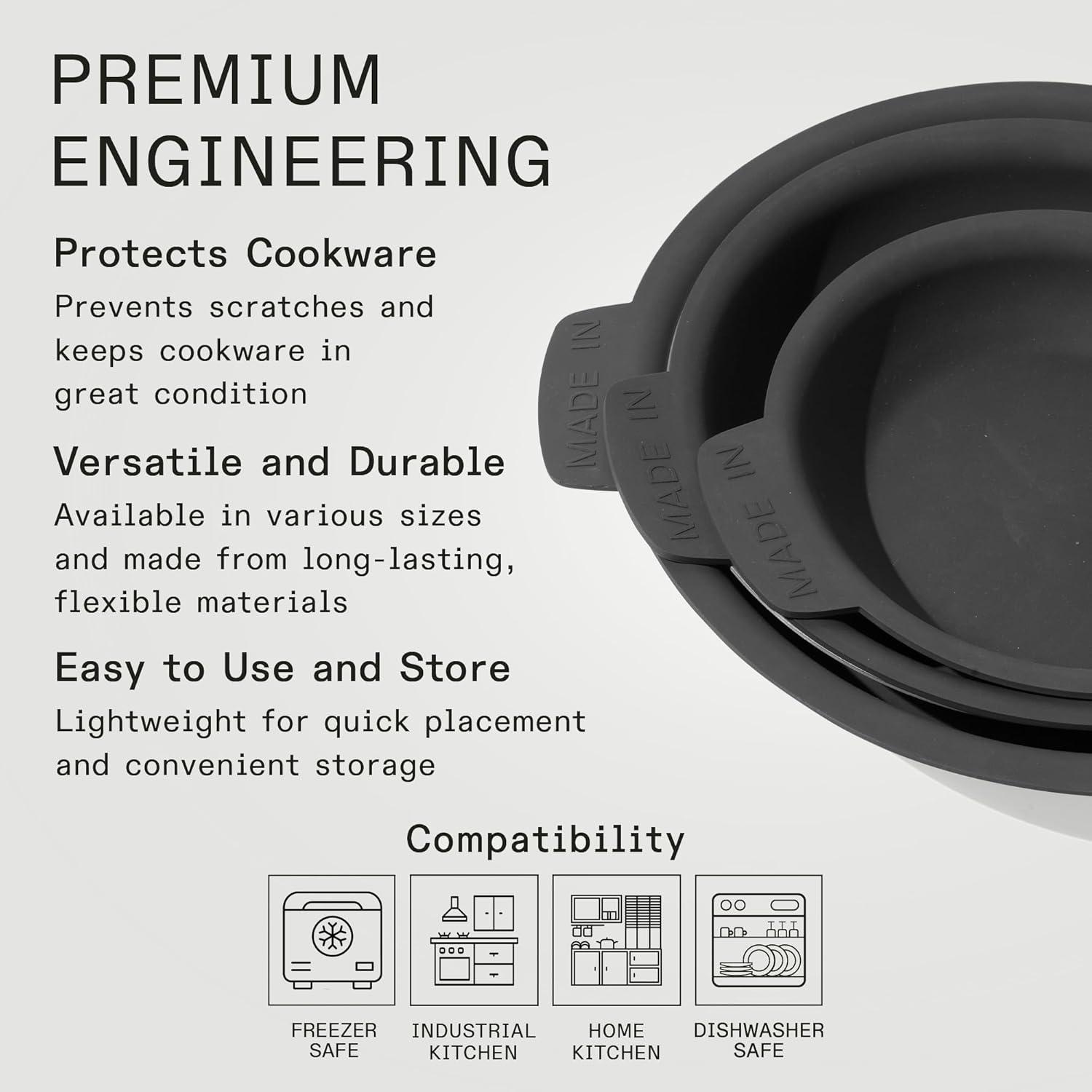 image:imageMade In Cookware 12 Frying Pan Protector Molded Silicone Dishwasher Safe GraphiteGraphite